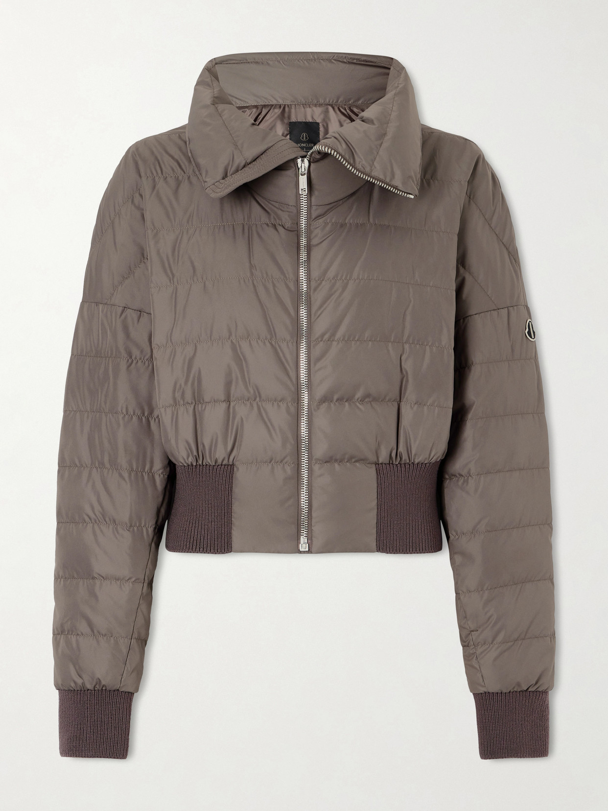 Rick Owens + Moncler Appliquéd Quilted Shell Down Jacket In Brown