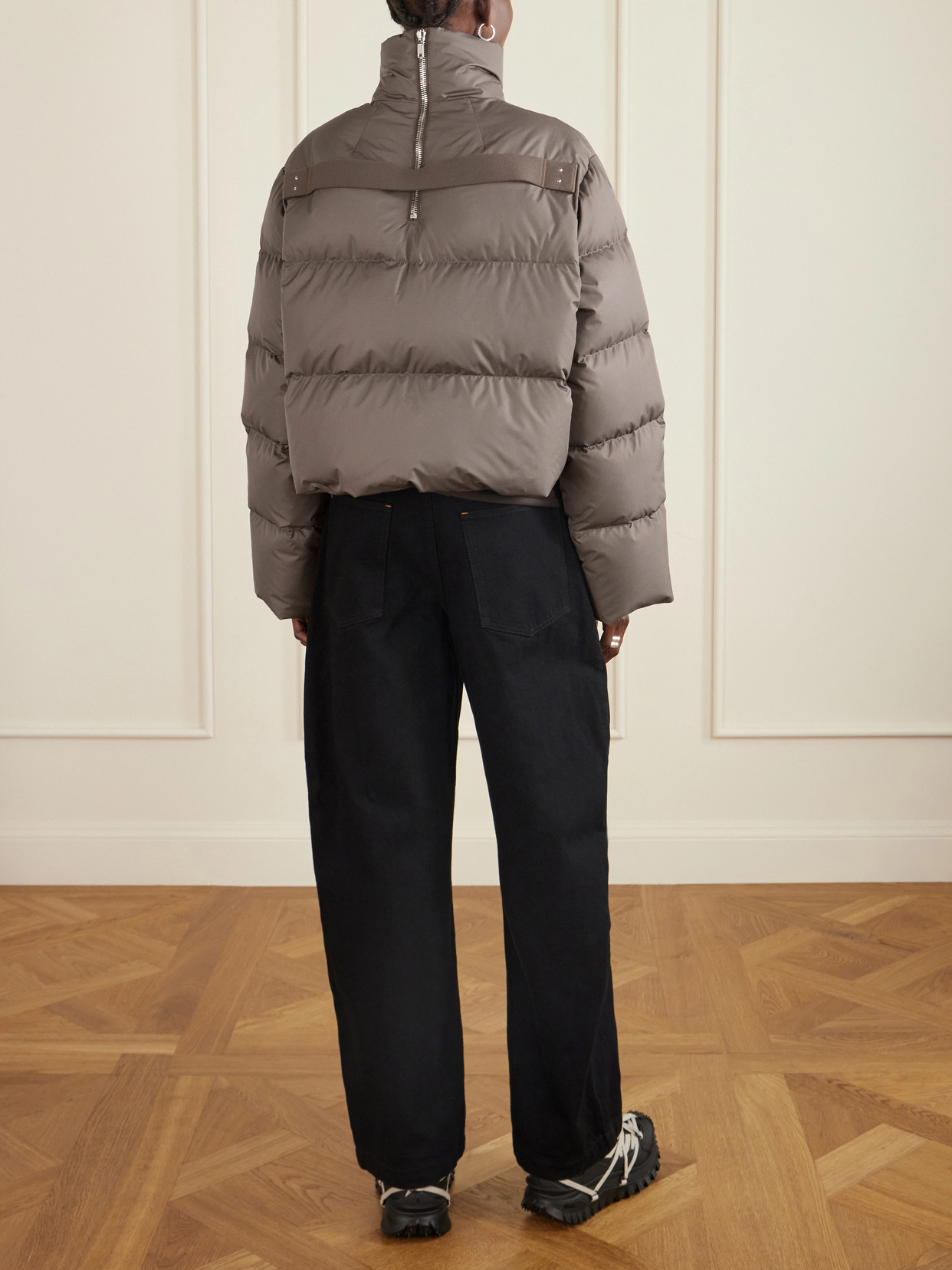 + Moncler Cropped Appliquéd Quilted Shell Down Jacket