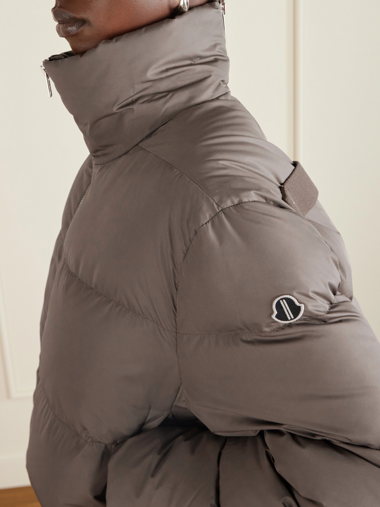 + Moncler Cropped Appliquéd Quilted Shell Down Jacket