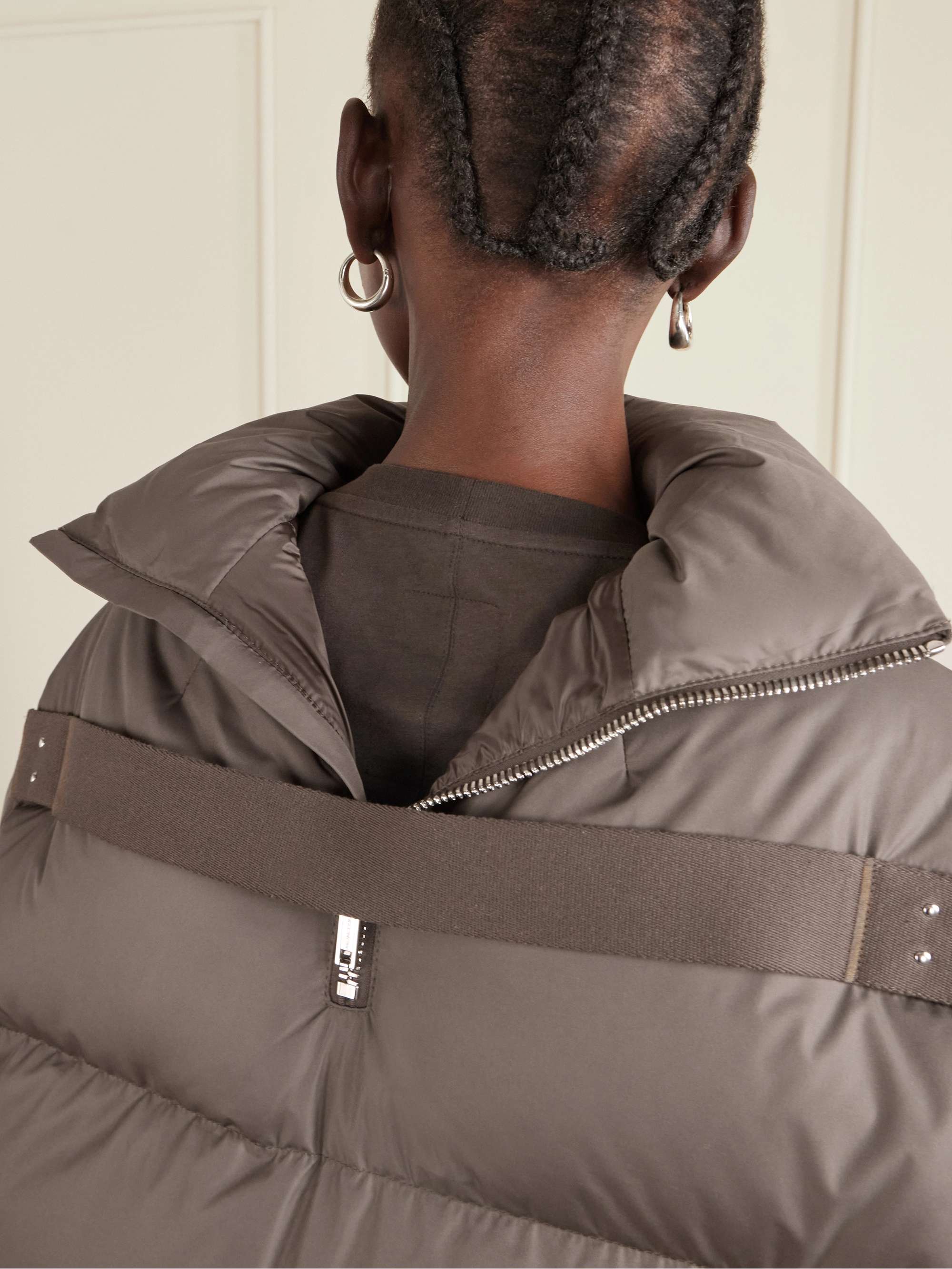 RICK OWENS + Moncler cropped appliquéd quilted shell down jacket 