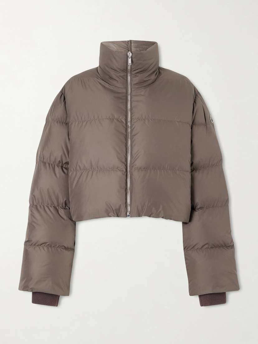 Rick Owens + Moncler Cropped Appliquéd Quilted Shell Down Jacket