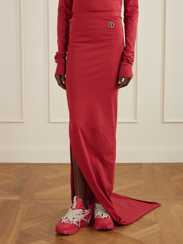 Rick Owens + Moncler appliquéd cotton-jersey maxi skirt