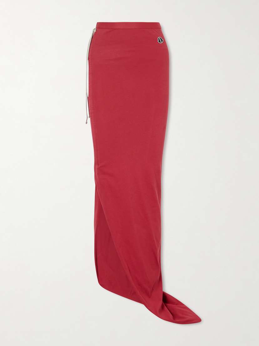 Rick Owens + Moncler Appliquéd Cotton-jersey Maxi Skirt
