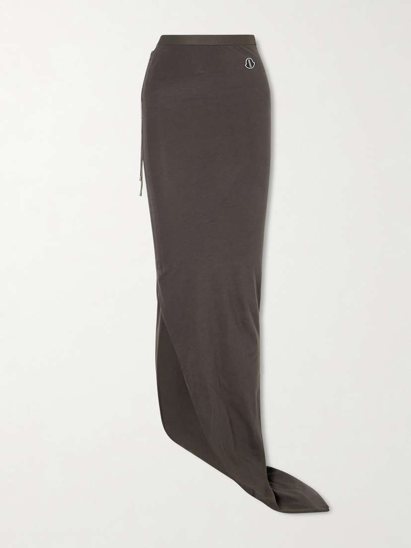 Rick Owens + Moncler Appliquéd Cotton-jersey Maxi Skirt