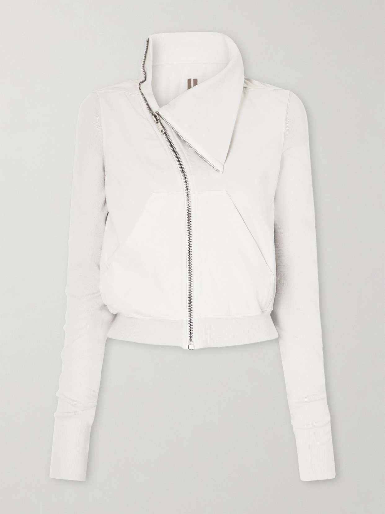 Rick Owens Cropped Organic Cotton-jersey Hoodie In White