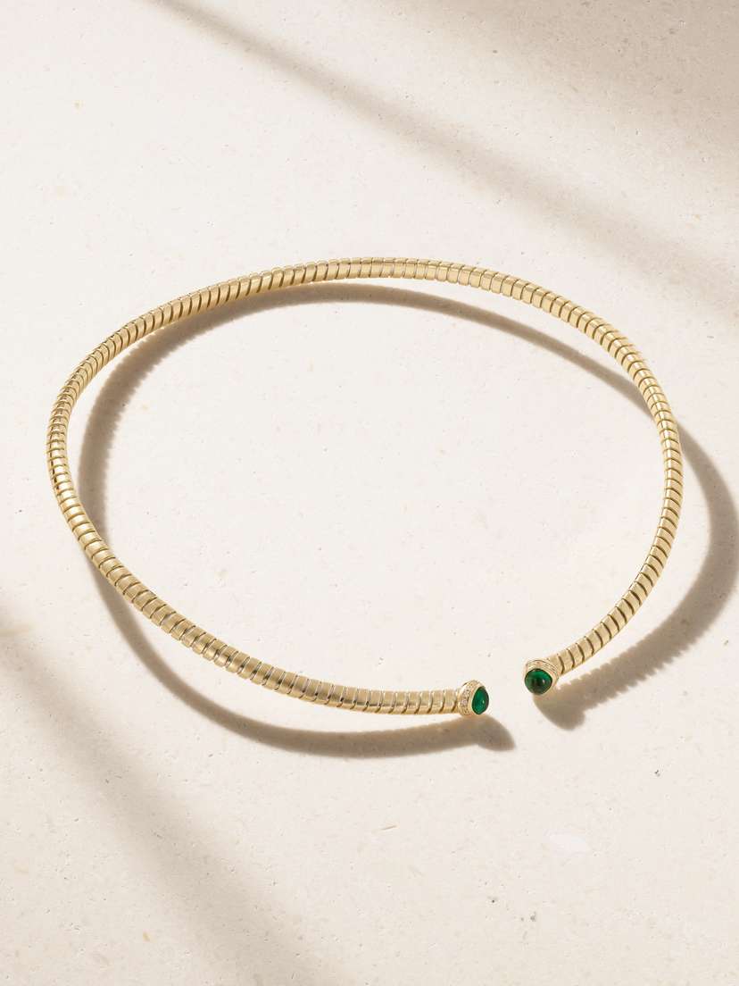 Marina B Trisolina 18-karat Gold, Emerald And Diamond Choker