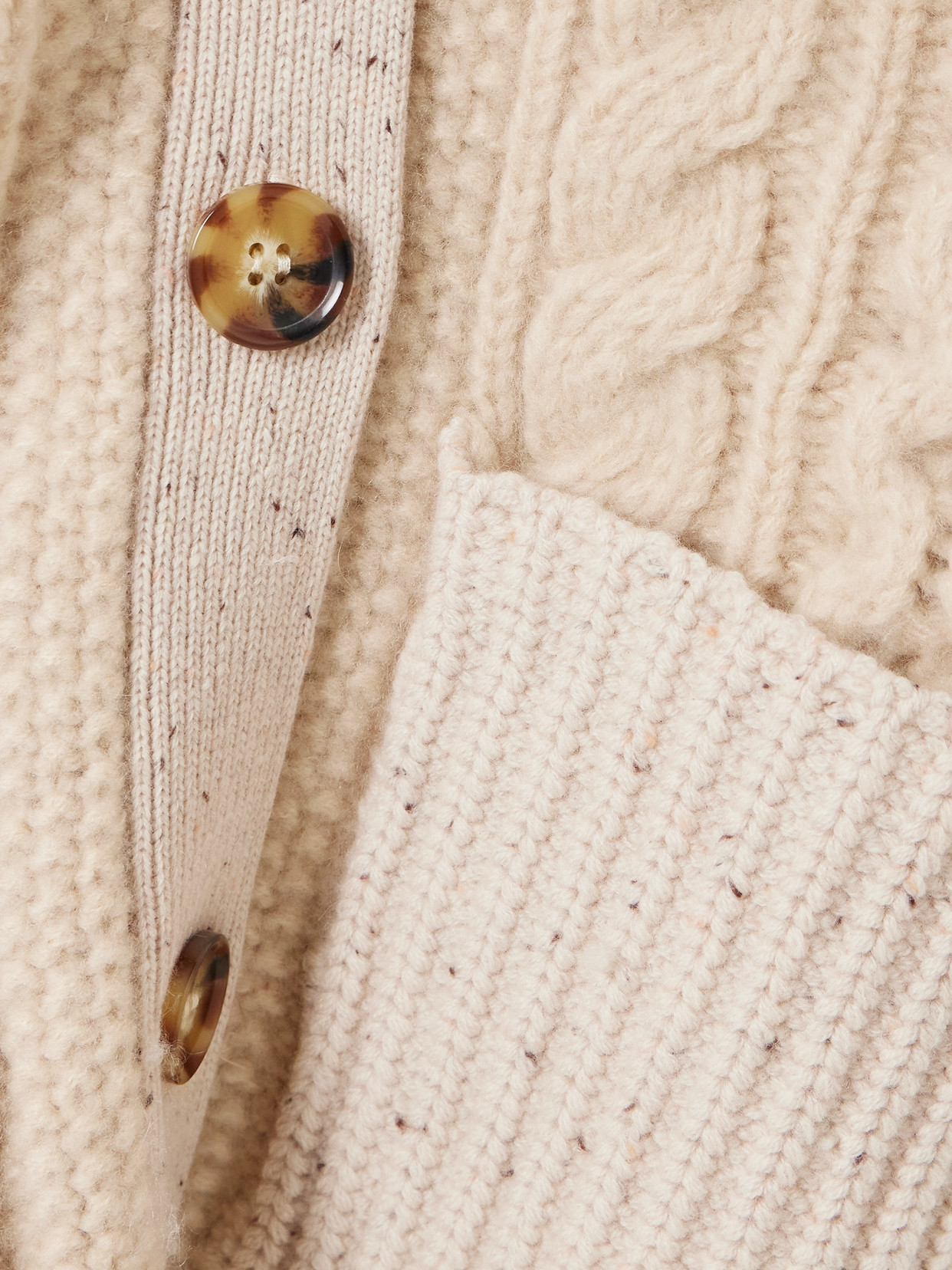 La Ligne Nuage Cable-knit Merino Wool And Cashmere-blend Cardigan In Neutral