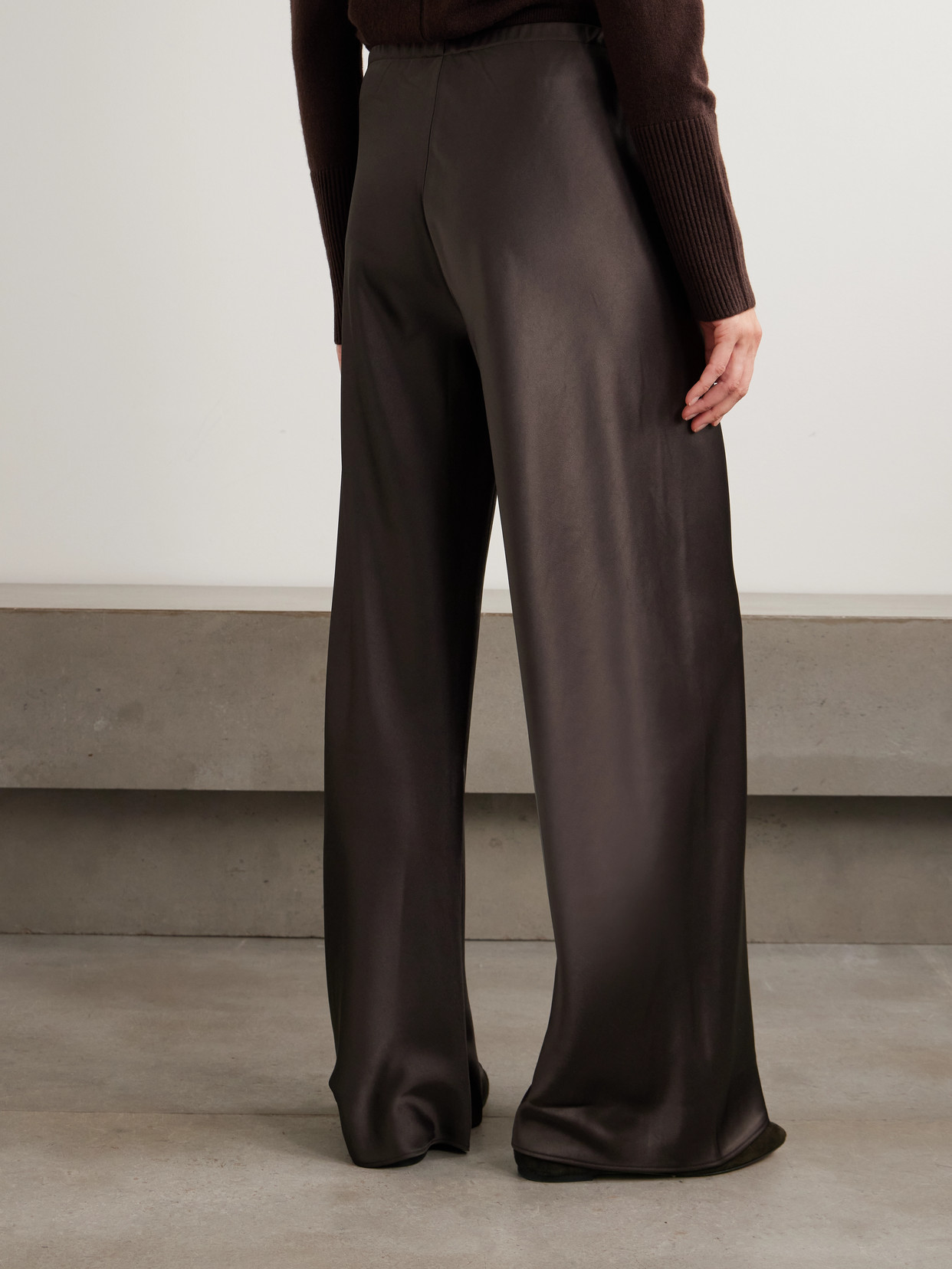 La Ligne Colby Satin Wide-leg Pants In Brown