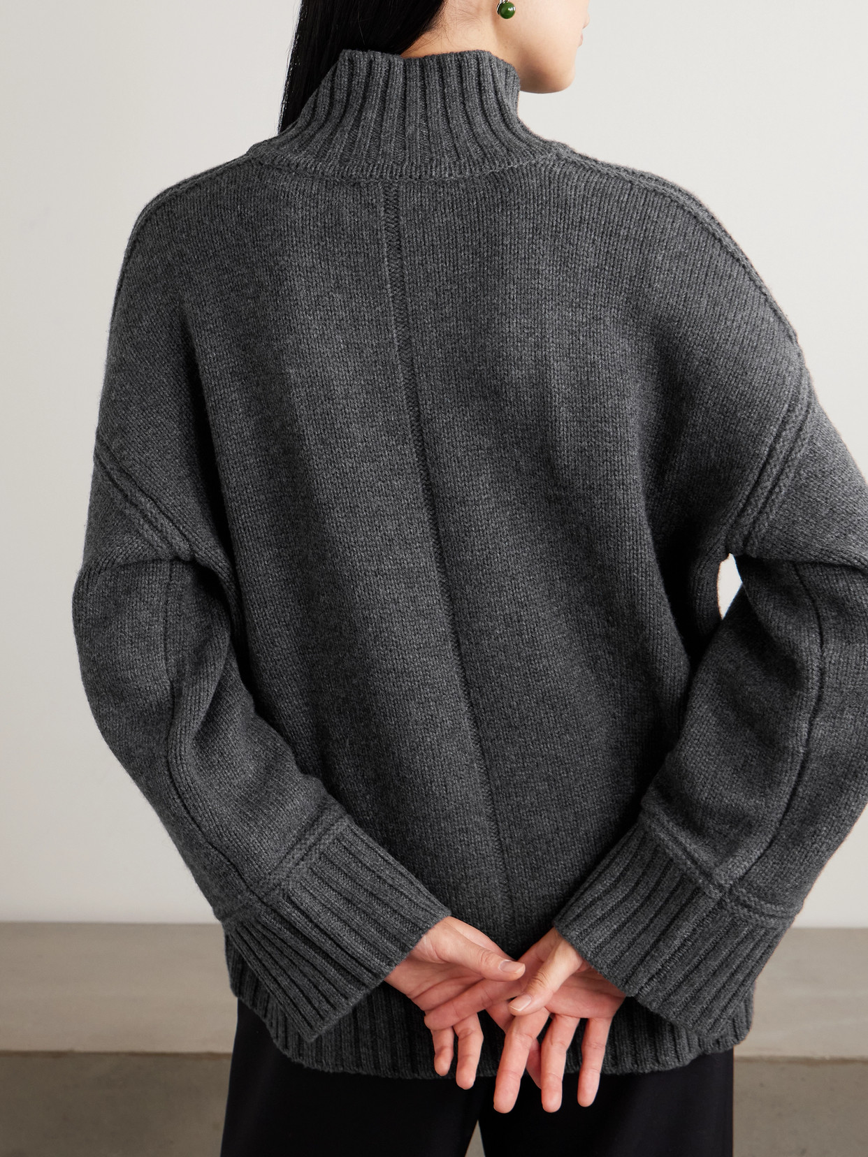 La Ligne Archie Wool And Cashmere-blend Mock-neck Sweater In Gray
