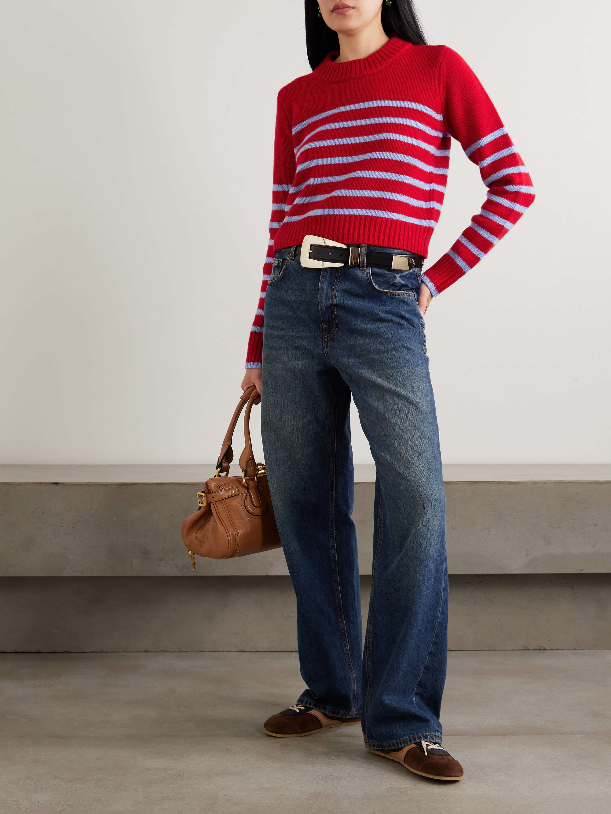 LA LIGNE كنزة Mini Marin من مزيج من الصوف والكشمير المخطط