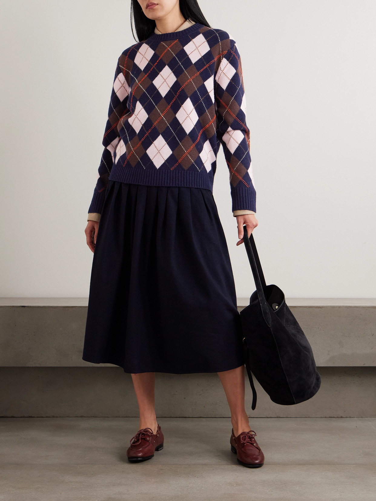 La Ligne Hamish Argyle Wool And Cashmere-blend Sweater In Blue