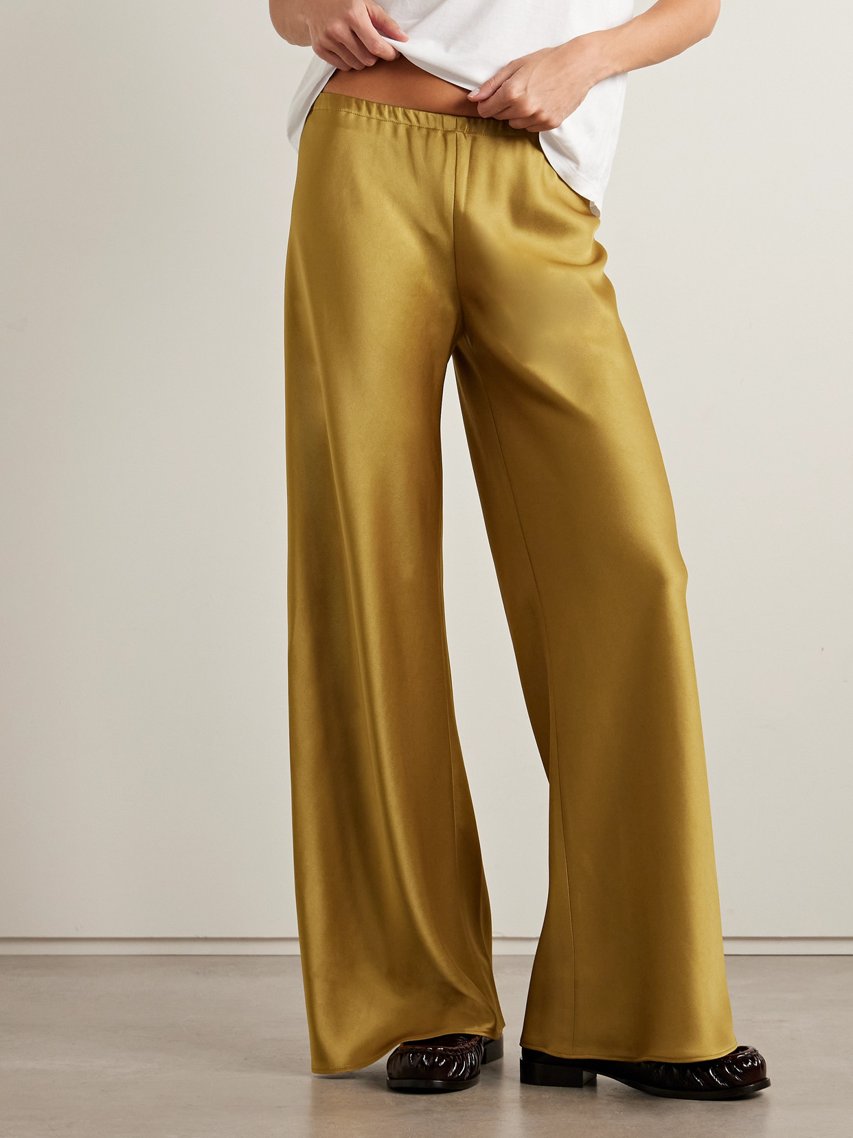 La Ligne Colby Satin Wide-leg Pants In Multi