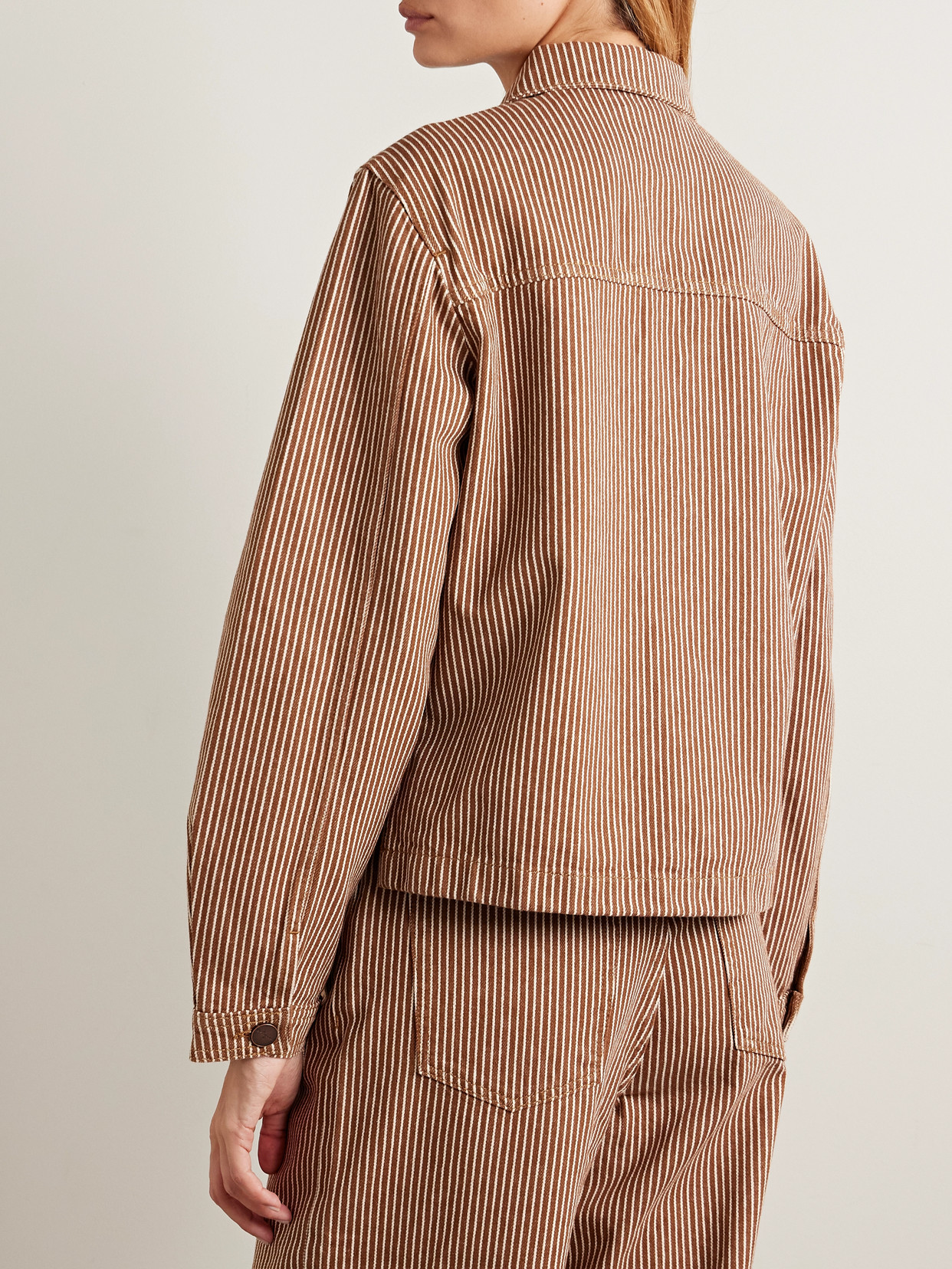 Val Cropped Striped Denim Jacket