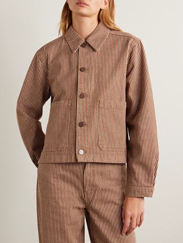 La Ligne Val cropped striped denim jacket