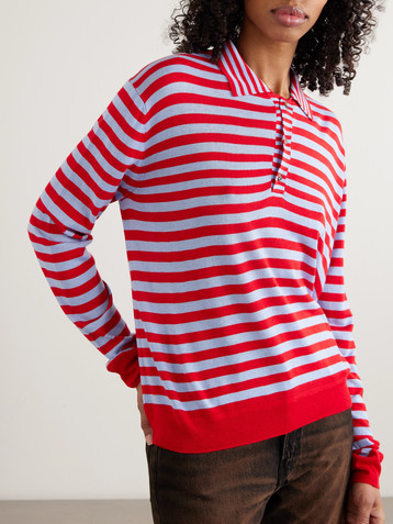 La Ligne Ben striped silk, wool and cashmere-blend polo sweater