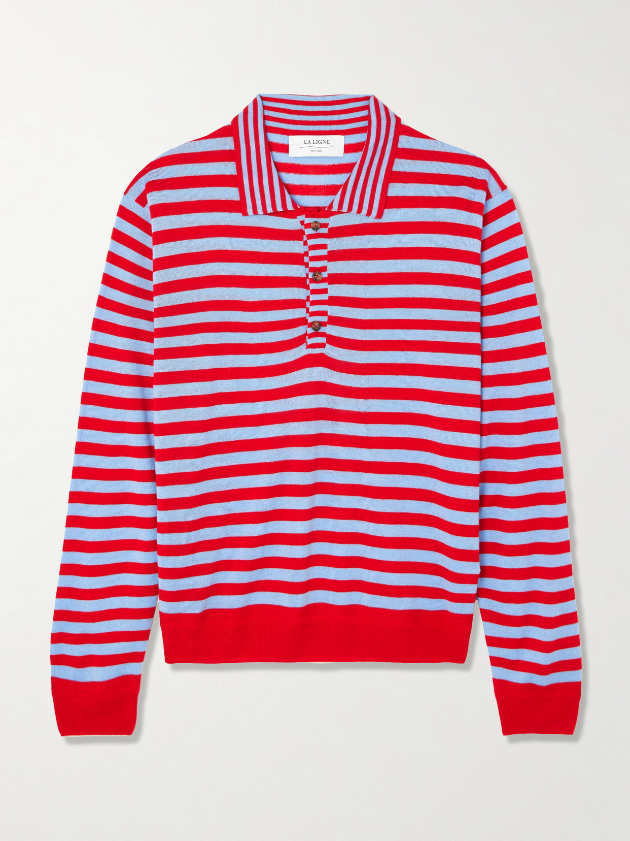 La Ligne Ben Striped Silk, Wool And Cashmere-blend Polo Sweater In Multi