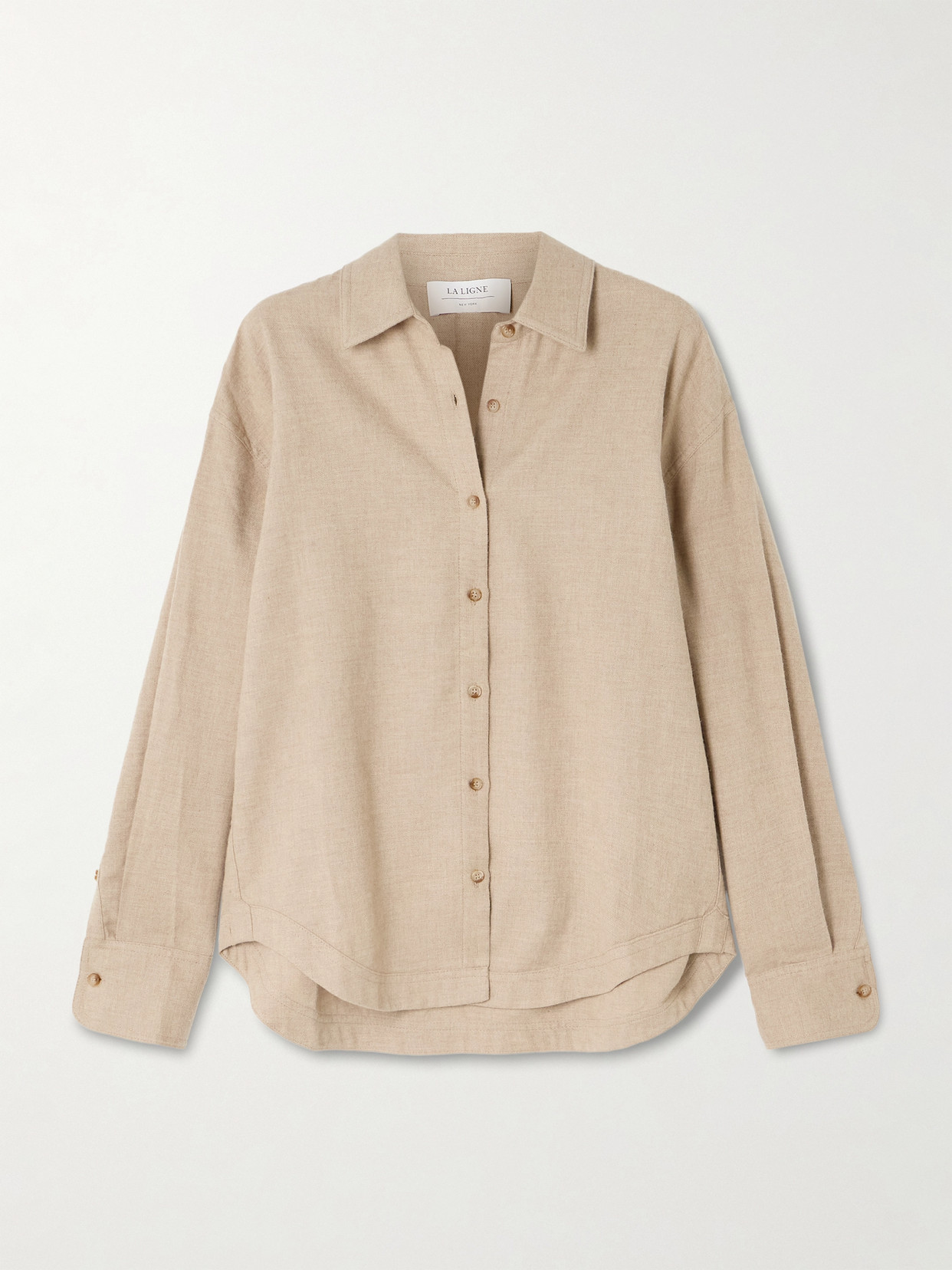 La Ligne Ewan Cotton-flannel Shirt In Neutral