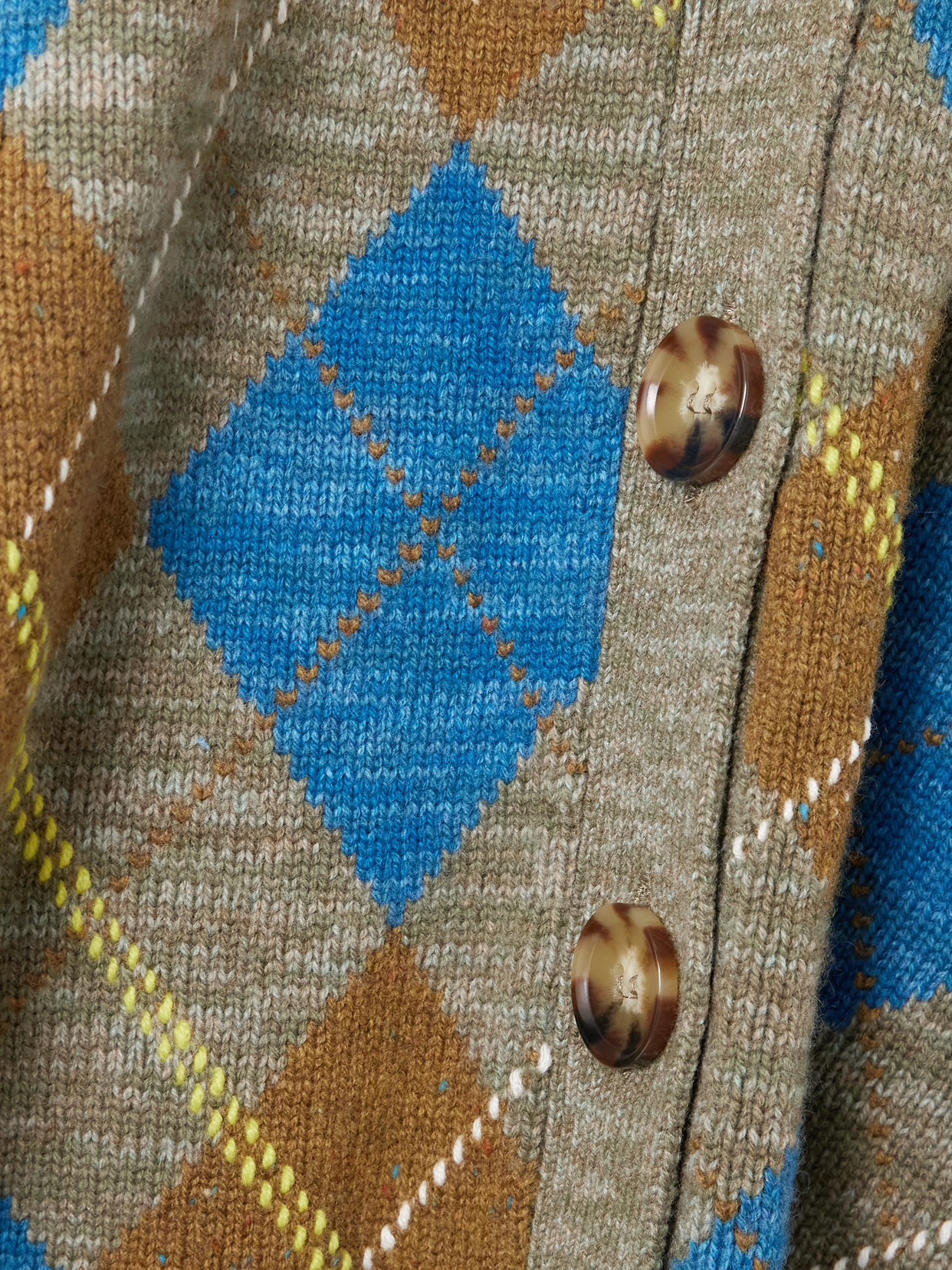 La Ligne Hamish Argyle Wool And Cashmere-blend Cardigan In Brown