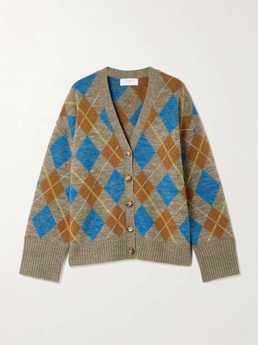 La Ligne Hamish Argyle Wool And Cashmere-blend Cardigan