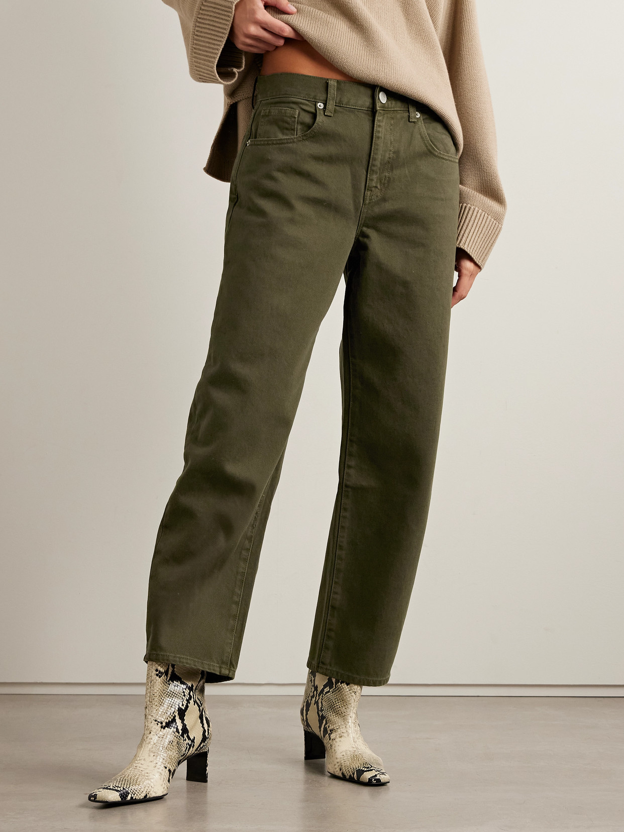 La Ligne Marilyn Cotton-twill Wide-leg Pants In Green