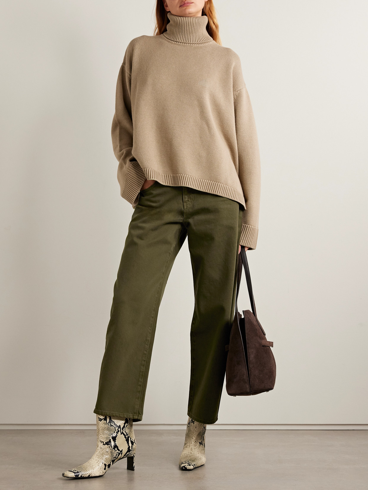 La Ligne Marilyn Cotton-twill Wide-leg Pants In Green