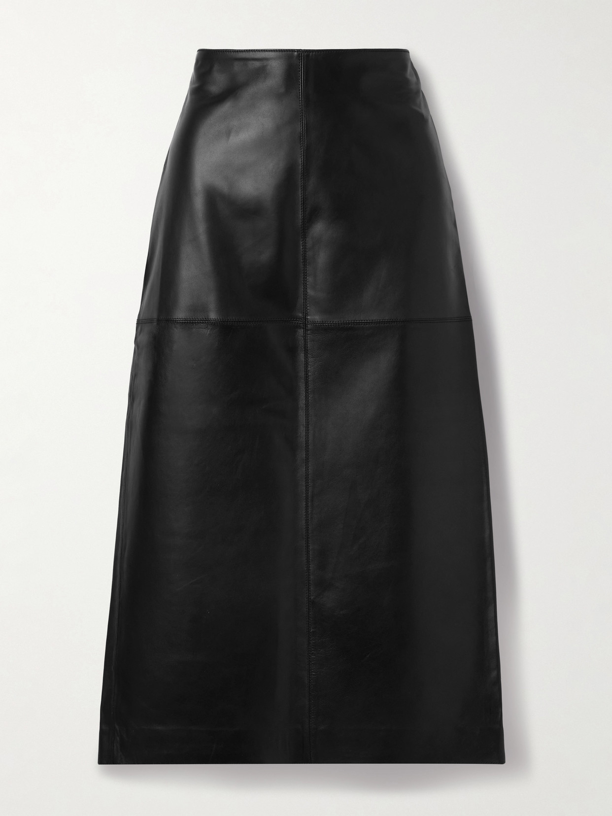 La Ligne Vega Leather Midi Skirt In Black