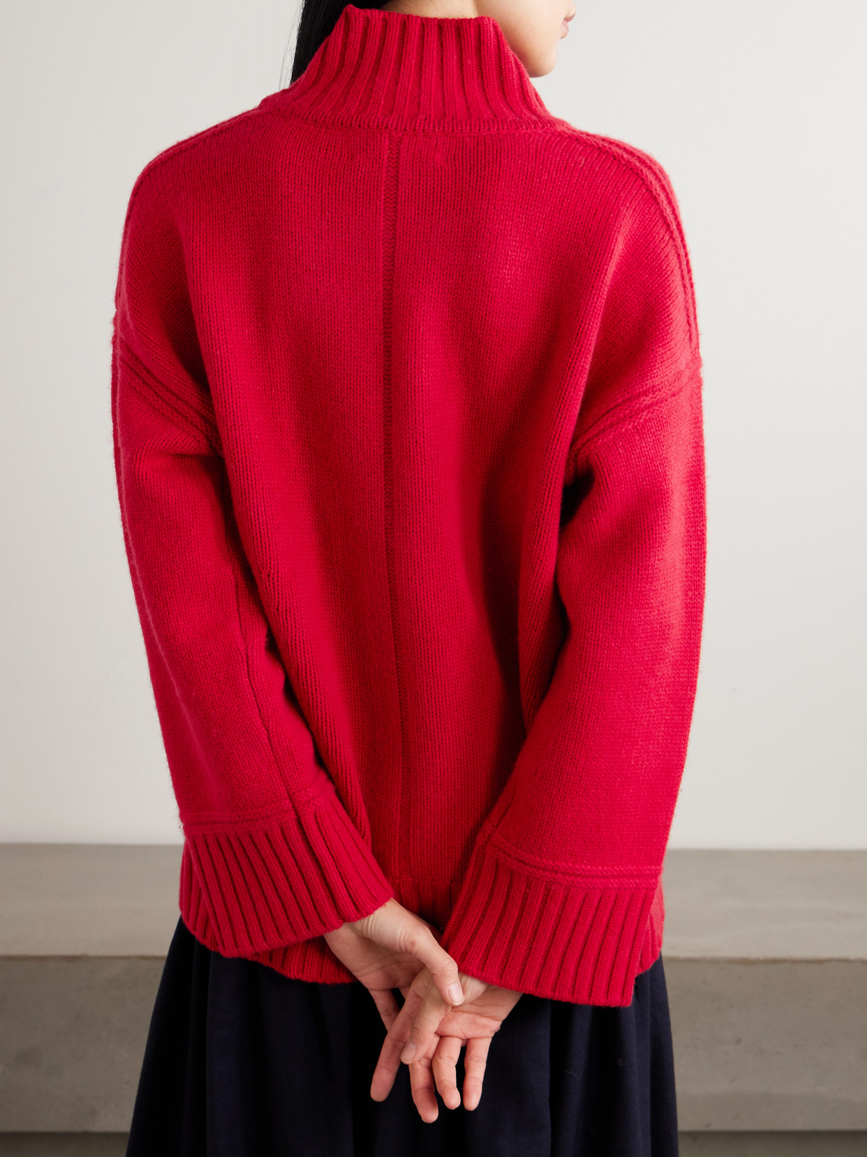 La Ligne Archie Wool And Cashmere-blend Mock-neck Sweater In Red