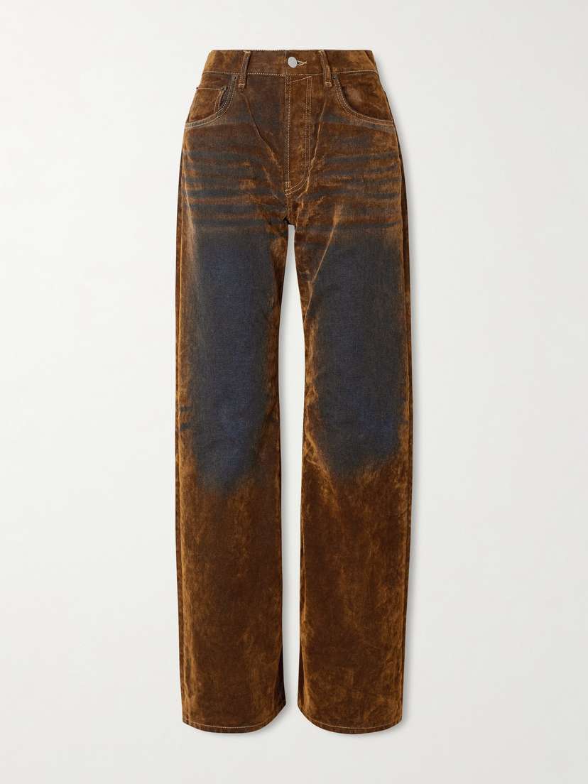 Acne Studios Suede-effect Mid-rise Wide-leg Jeans