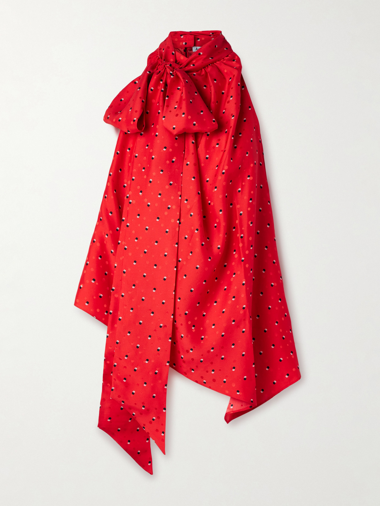 Acne Studios Scarf-detailed Printed Silk-jacquard Top In Red