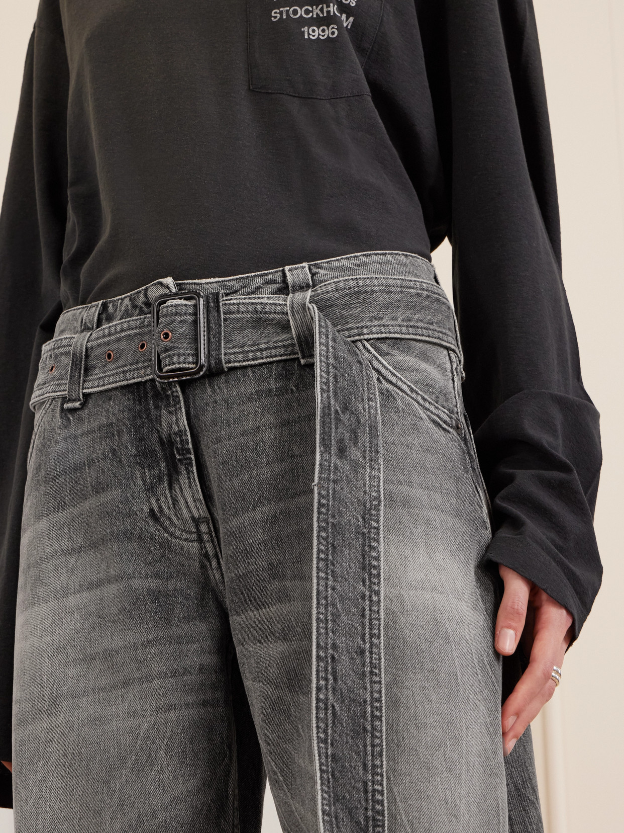 Acne Studios Page Belted Wide-leg Jeans In Black