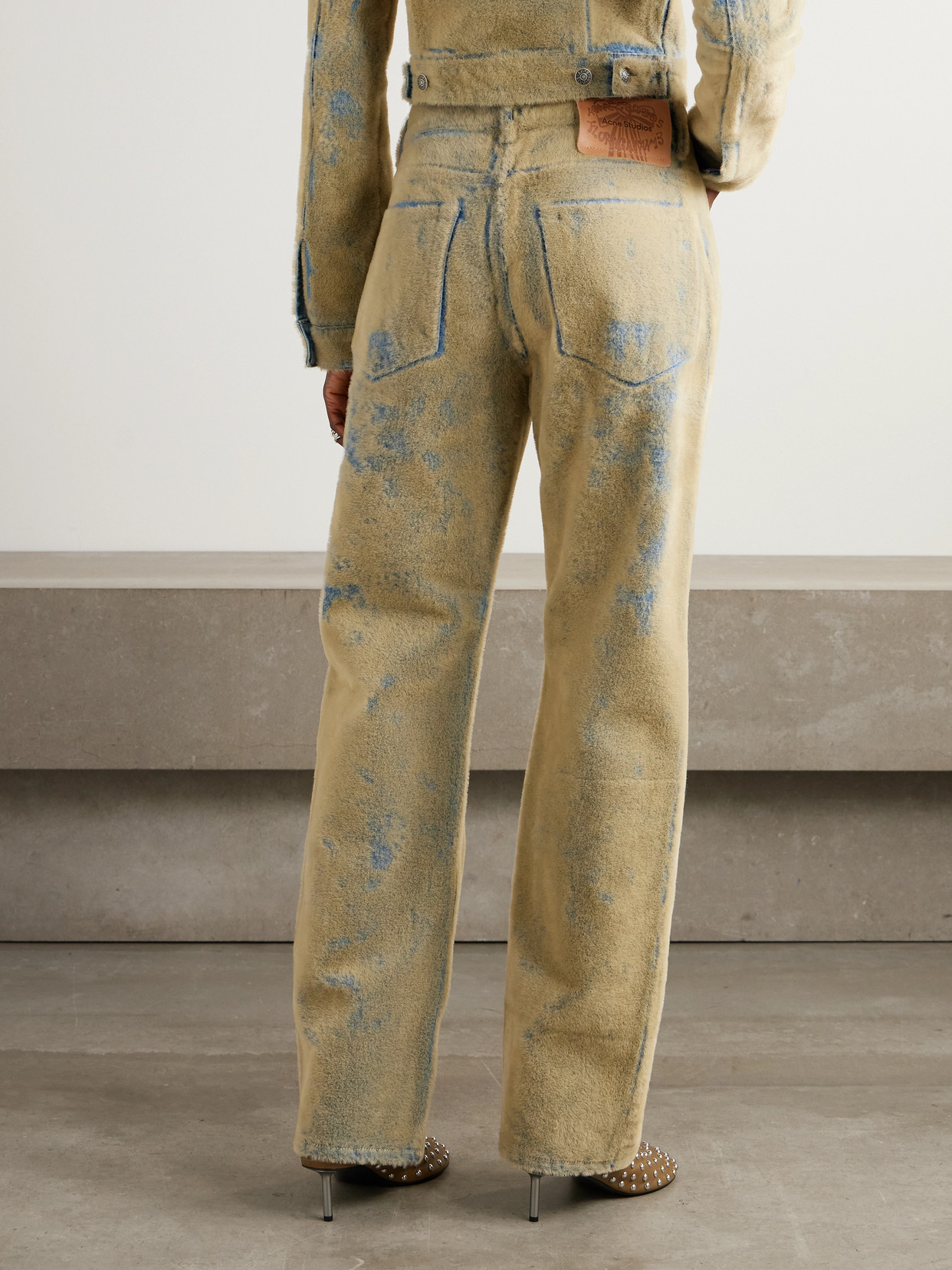 Flocked Straight-Leg Jeans