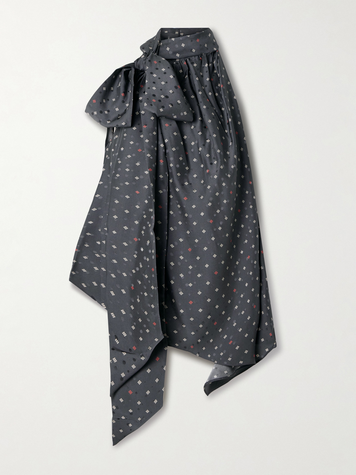 Acne Studios Scarf-detailed Printed Silk-jacquard Blouse In Black