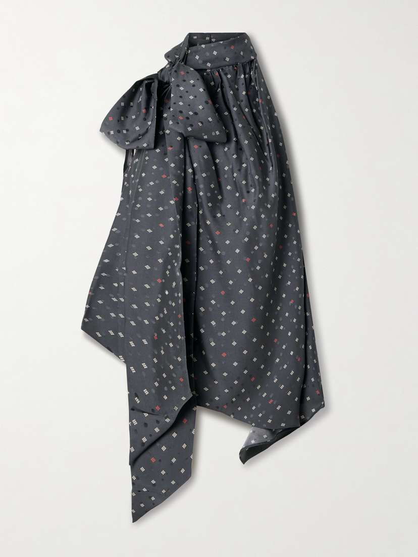 Acne Studios Scarf-detailed Printed Silk-jacquard Blouse