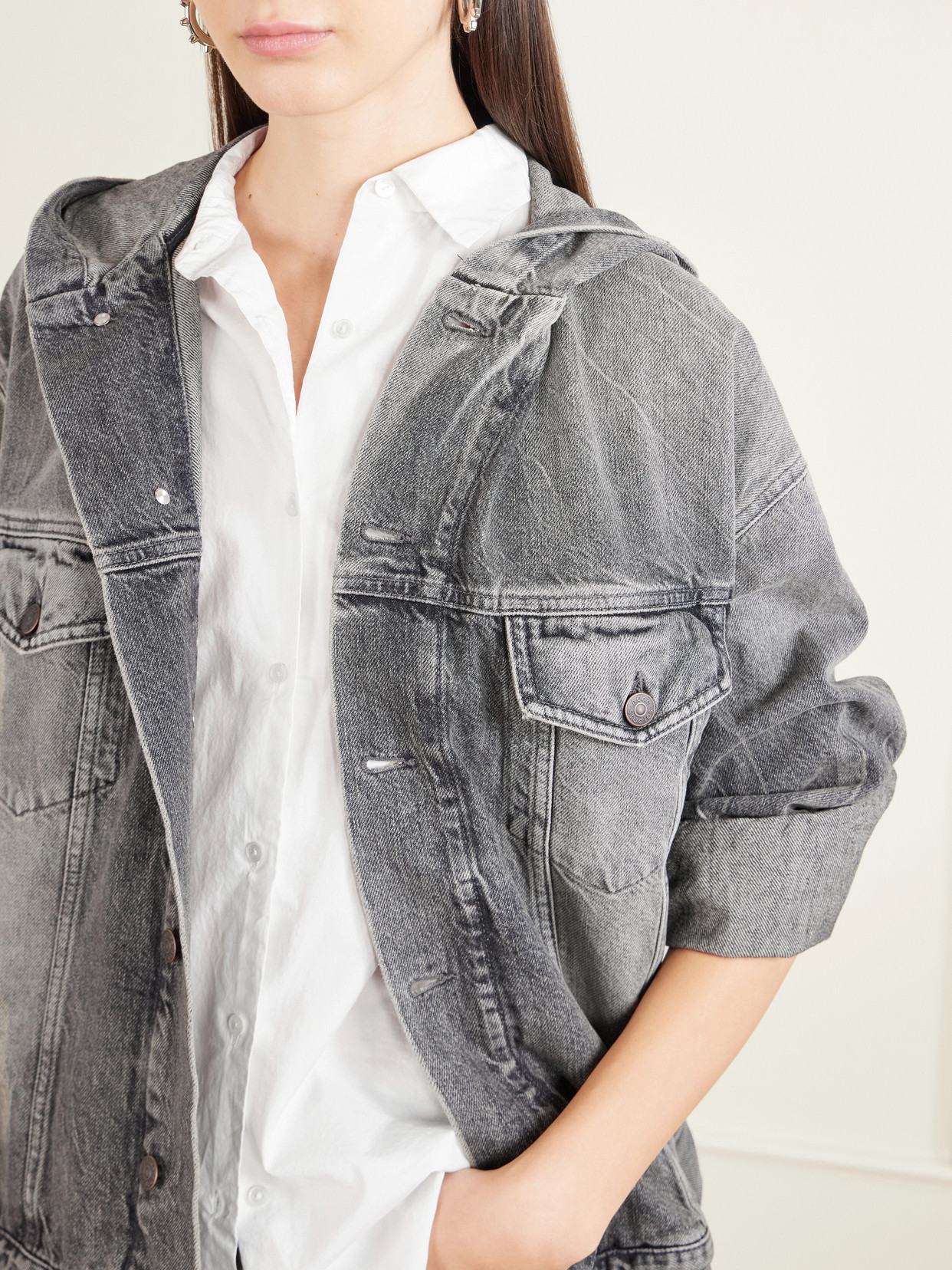 Acne Studios Hooded Denim Jacket In Black