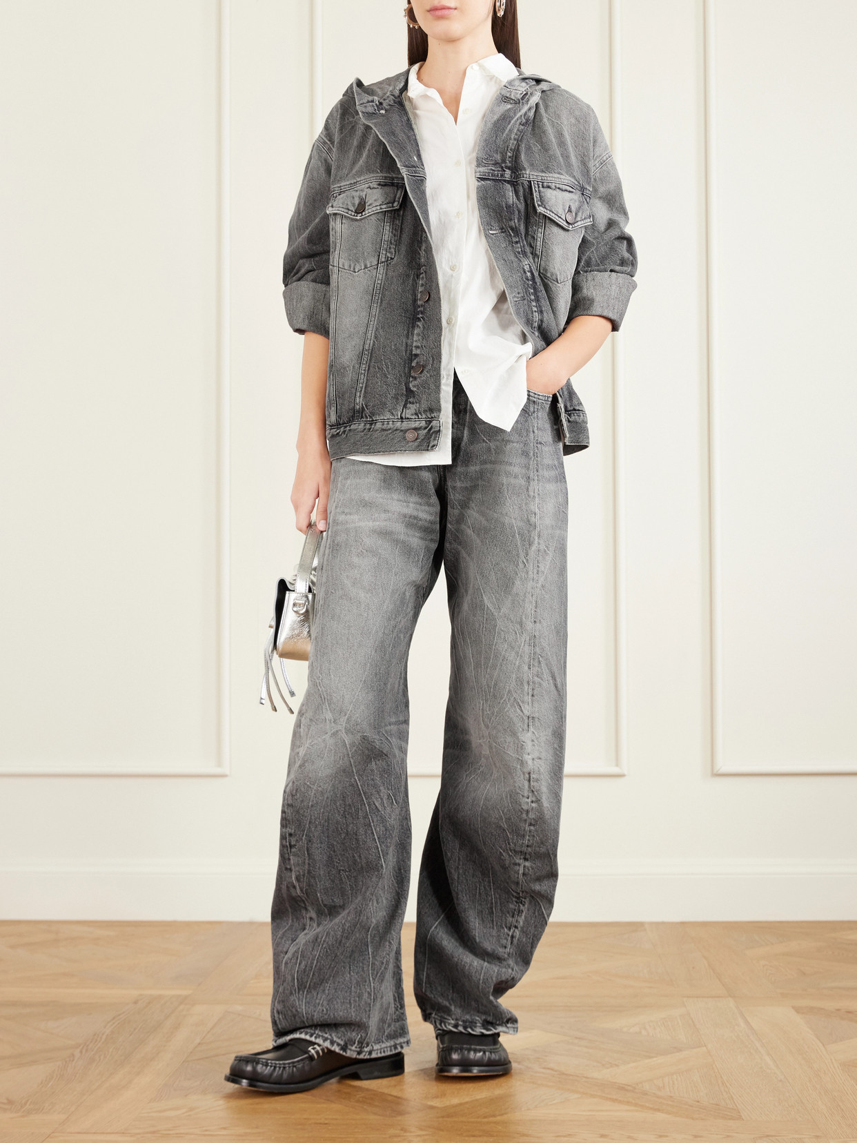 Acne Studios Hooded Denim Jacket In Black