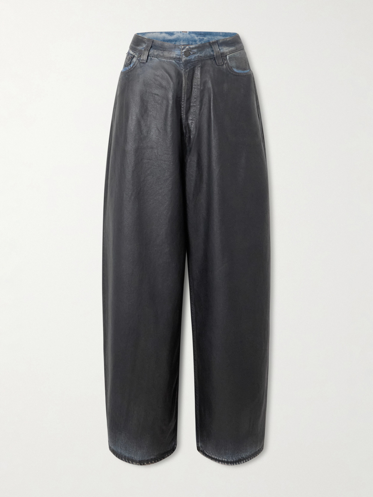 Acne Studios 2023 Coated Wide-leg Jeans In Black