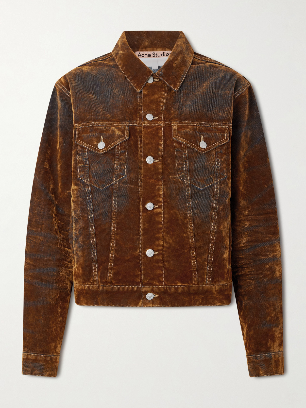 Acne Studios Flocked Denim Jacket In Animal Print