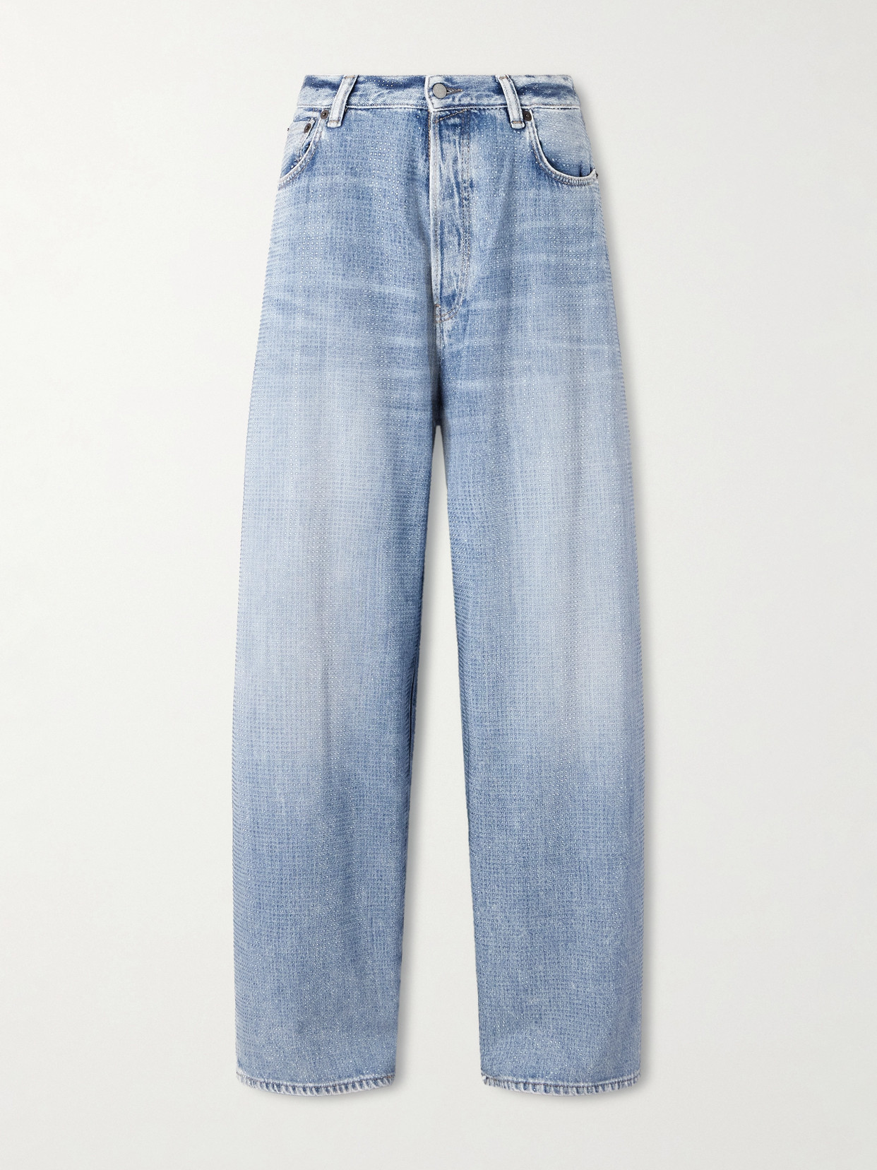Acne Studios 2023 Crystal-embellished Low-rise Wide-leg Jeans In Blue