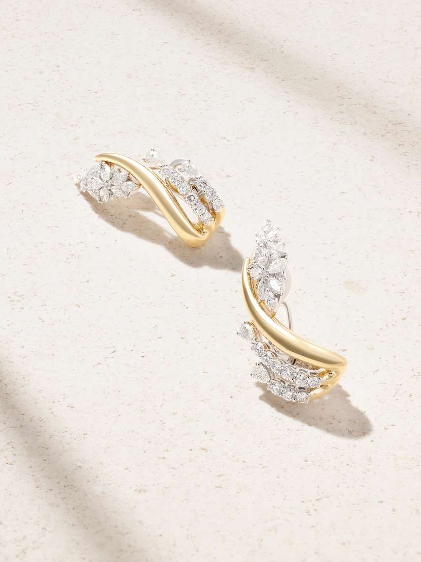 YEPREM 18-karat White And Yellow Gold Diamond Earrings