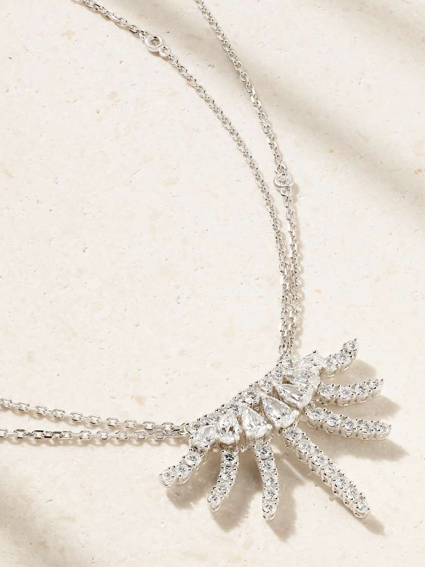 YEPREM 18-karat White Gold Diamond Necklace