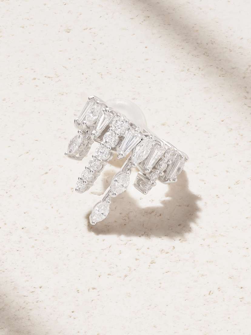 YEPREM 18-karat White Gold Diamond Ear Cuff