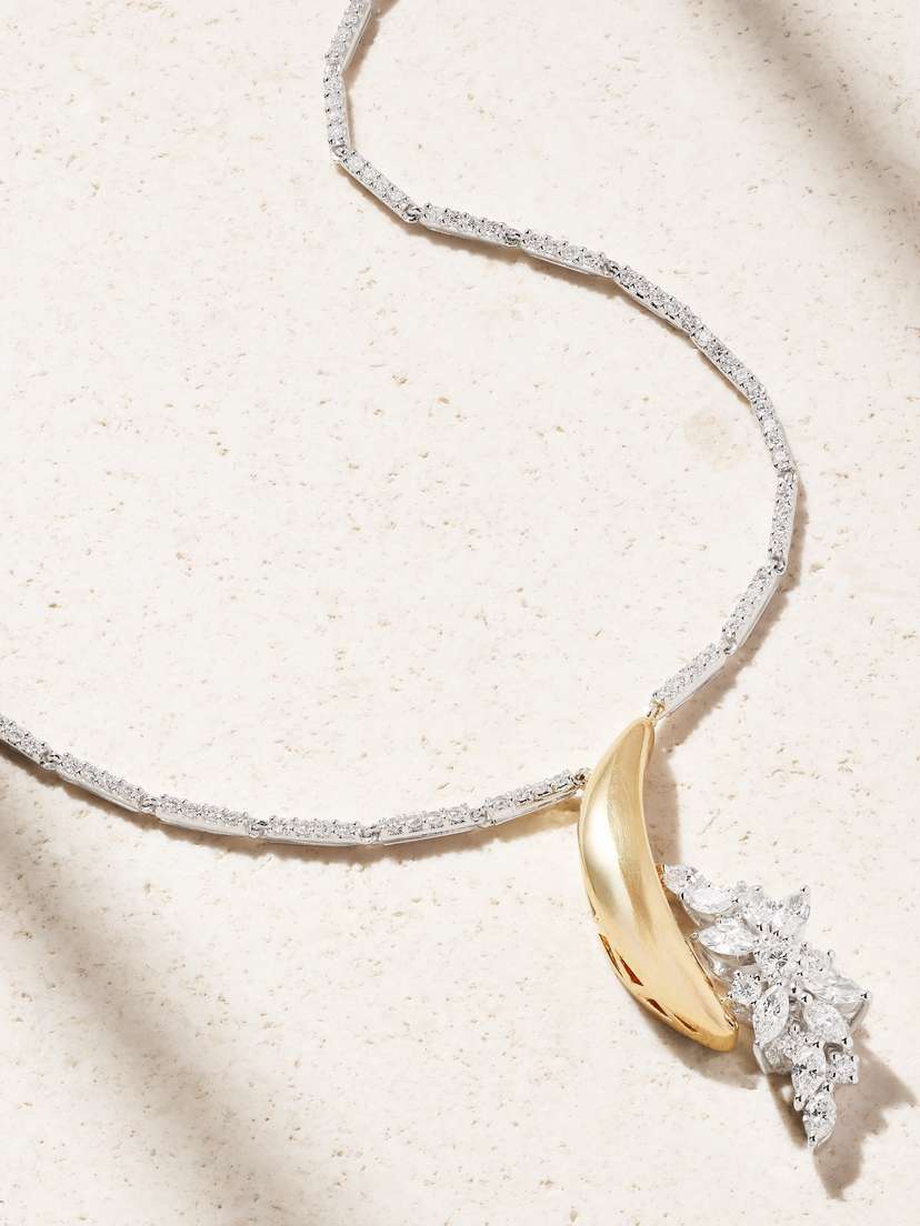 YEPREM 18-karat White And Yellow Gold Diamond Necklace