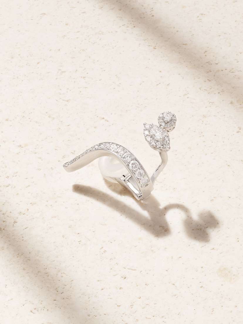 YEPREM 18-karat White Gold Diamond Ear Cuff