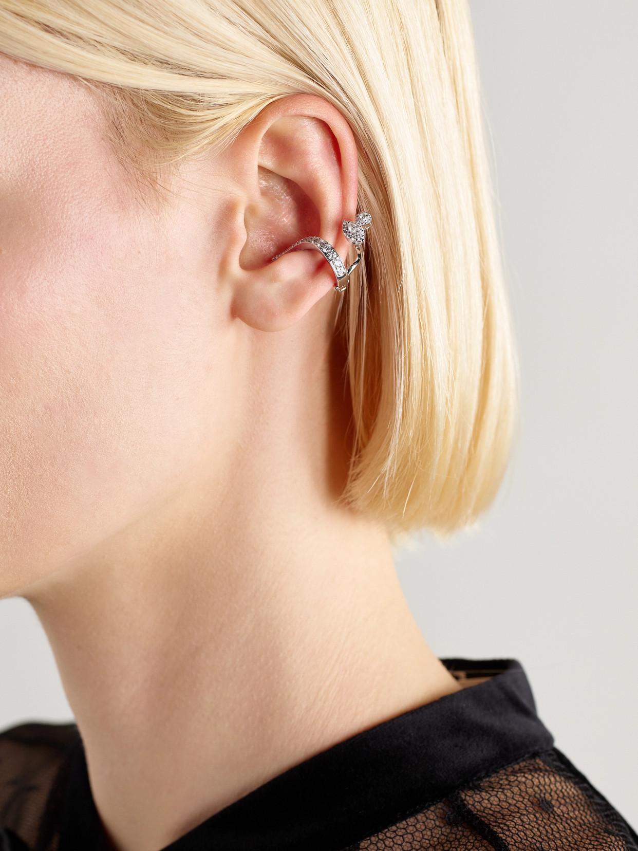 Yeprem 18-karat White Gold Diamond Ear Cuff In Silver