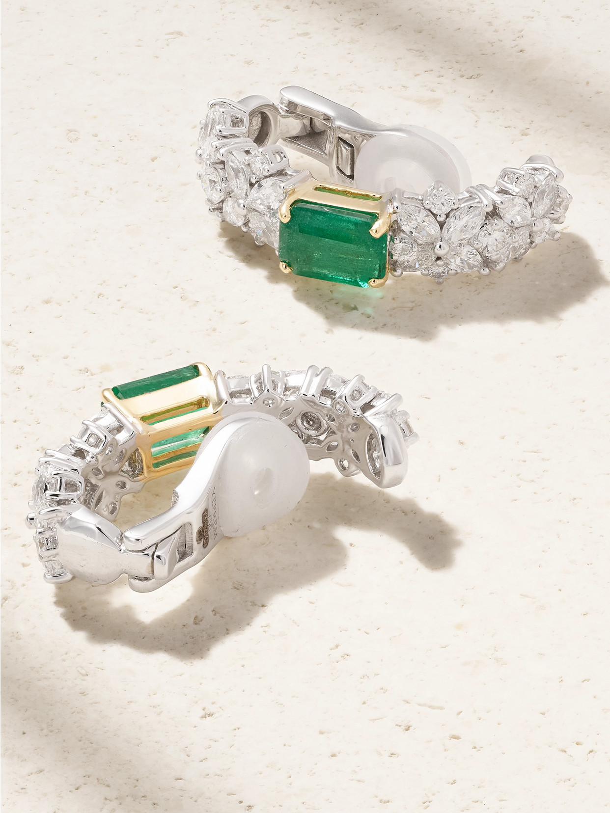 Yeprem 18-karat White And Yellow Gold, Diamond And Emerald Clip Earrings In Brown