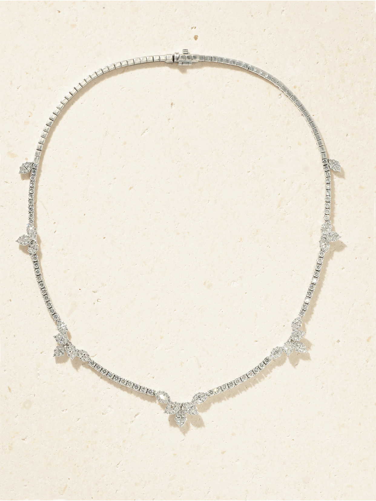 Yeprem 18-karat White Gold Diamond Necklace In Metallic