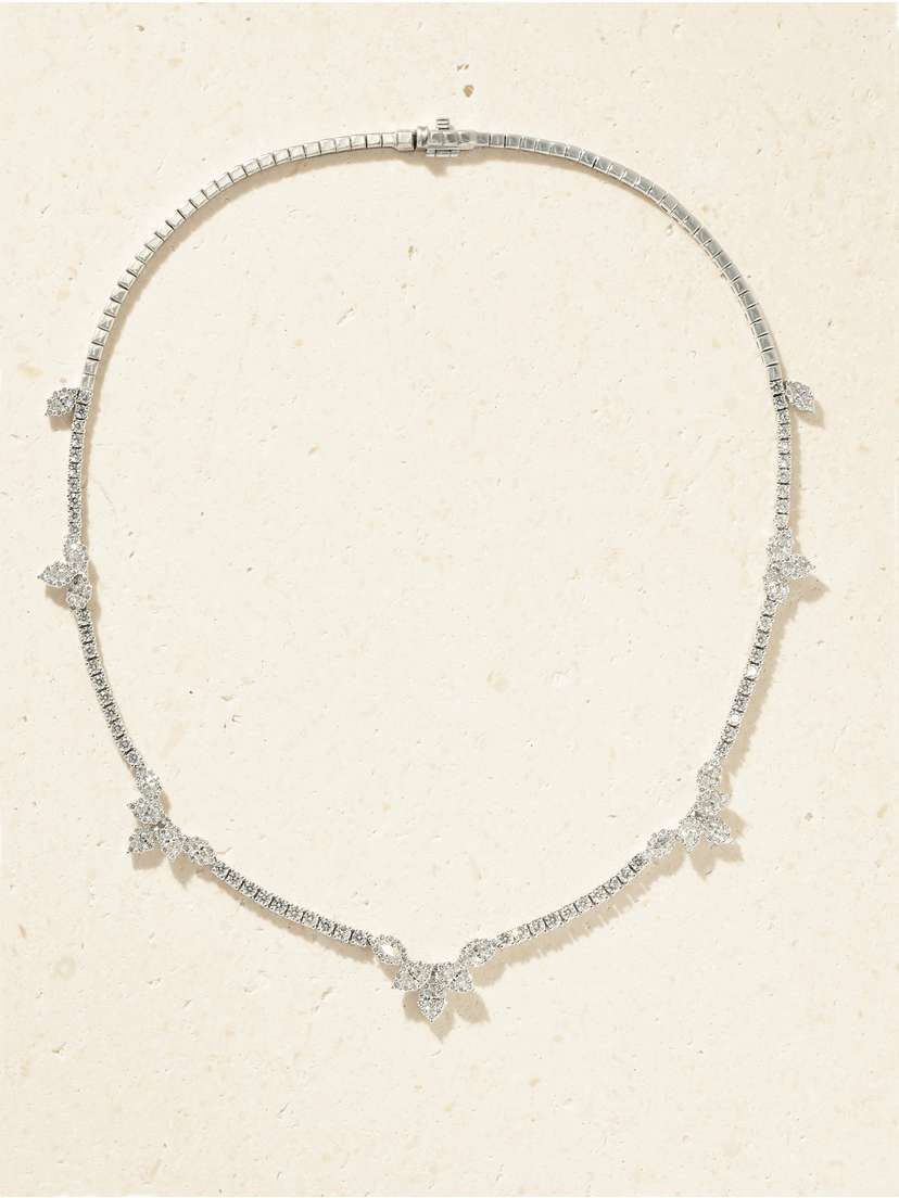 YEPREM 18-karat White Gold Diamond Necklace