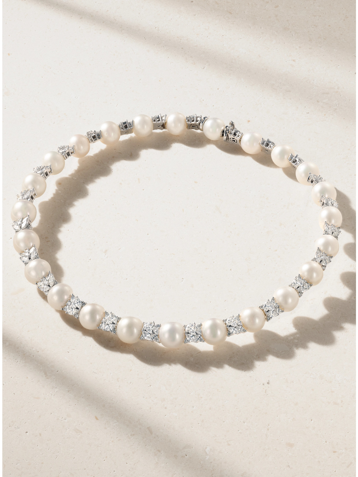 Yeprem 18-karat White Gold, Pearl And Diamond Necklace