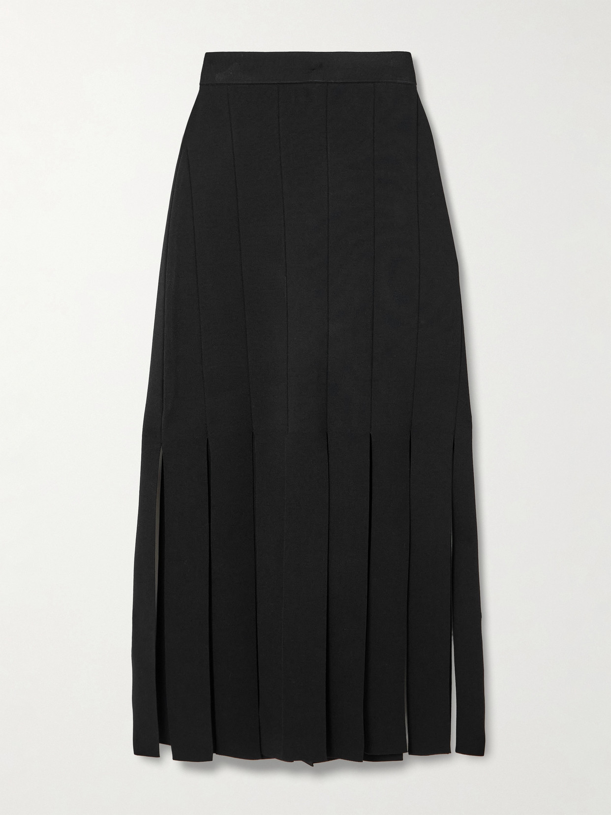 Joseph Lagny Fringed Knitted Midi Skirt In Black
