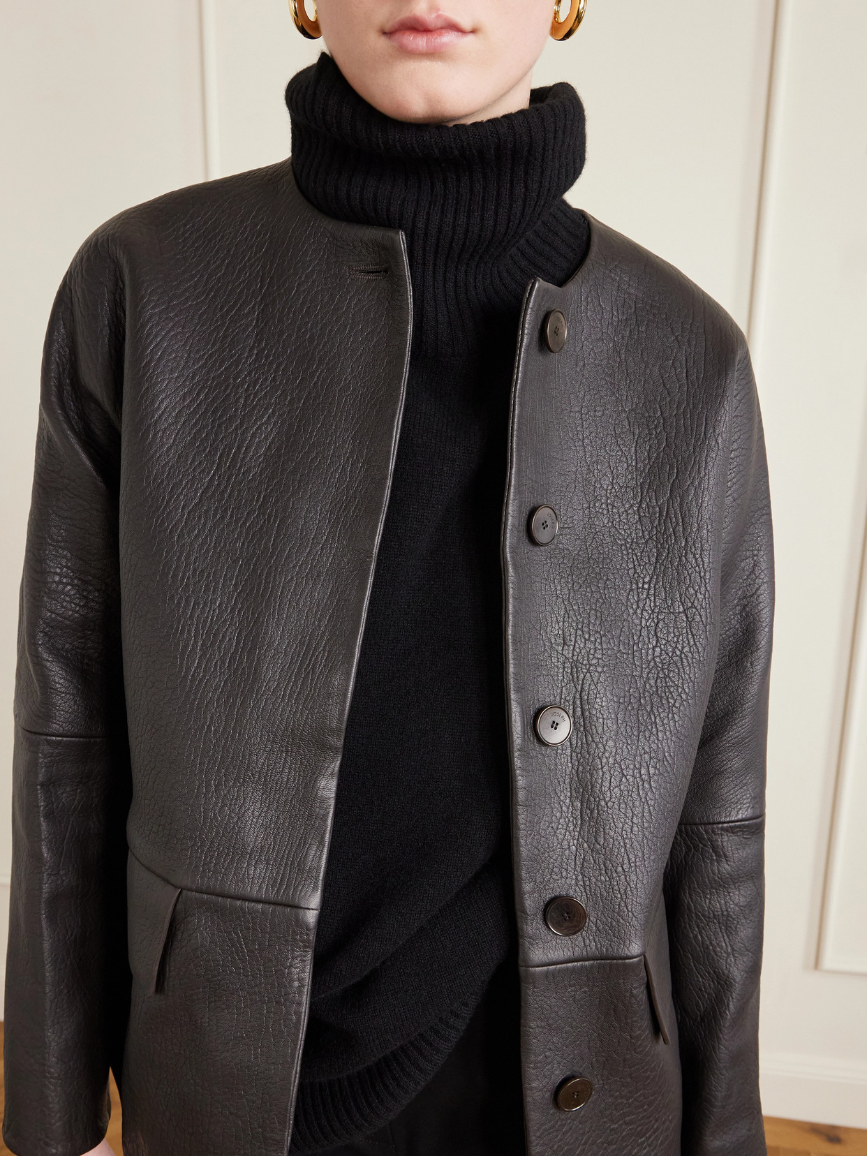 Barbs Paneled Textured-Leather Jacket